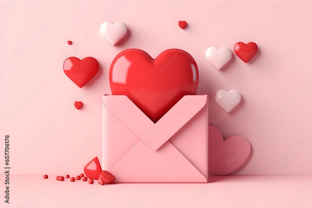 Valentines day card, 3D Render, AI