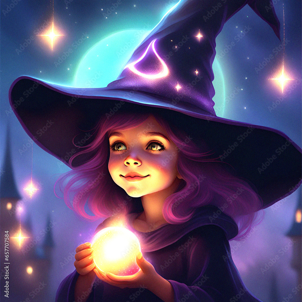 Halloween witch with a pumpkin, witch, cute ghost, cute pumpkin monster, cute little witch.