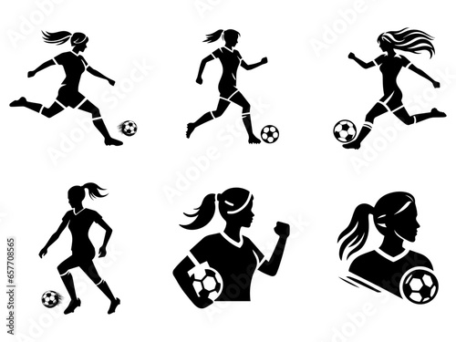 female soccer player icon vector silhouette