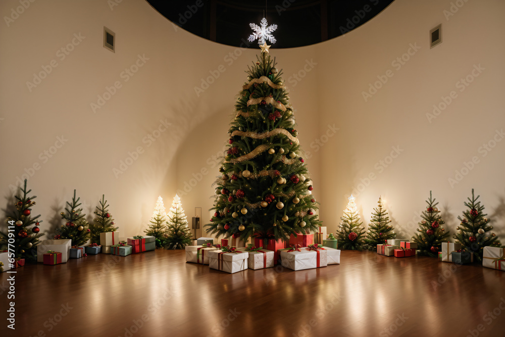 christmas tree with presents and decorations christmas tree with presents and decorations