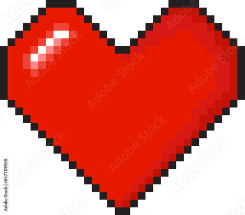 Red heart pixel art 8-bit icon vector 