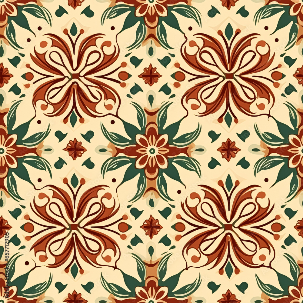 Fototapeta premium Seamless pattern, tileable old Christmas holiday English antique country style print for wallpaper, wrapping paper, scrapbook, fabric and product design