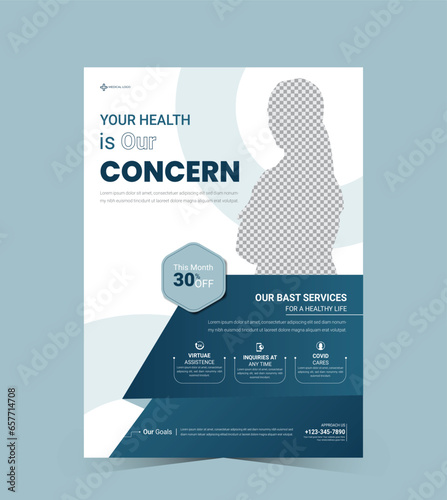 Medical care poster and Gradient hospital template design
