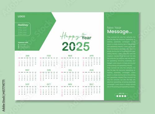 2025 new year calendar template in modern style