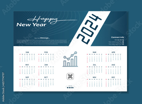 Modern style new year 2024 calendar template