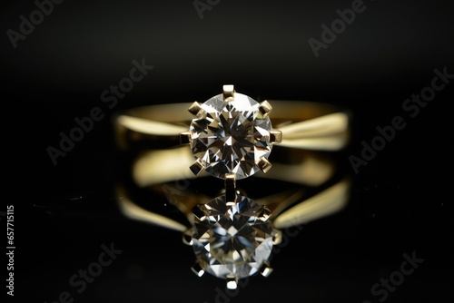 luxurious golden ring jewelry photography for wedding event generative ai