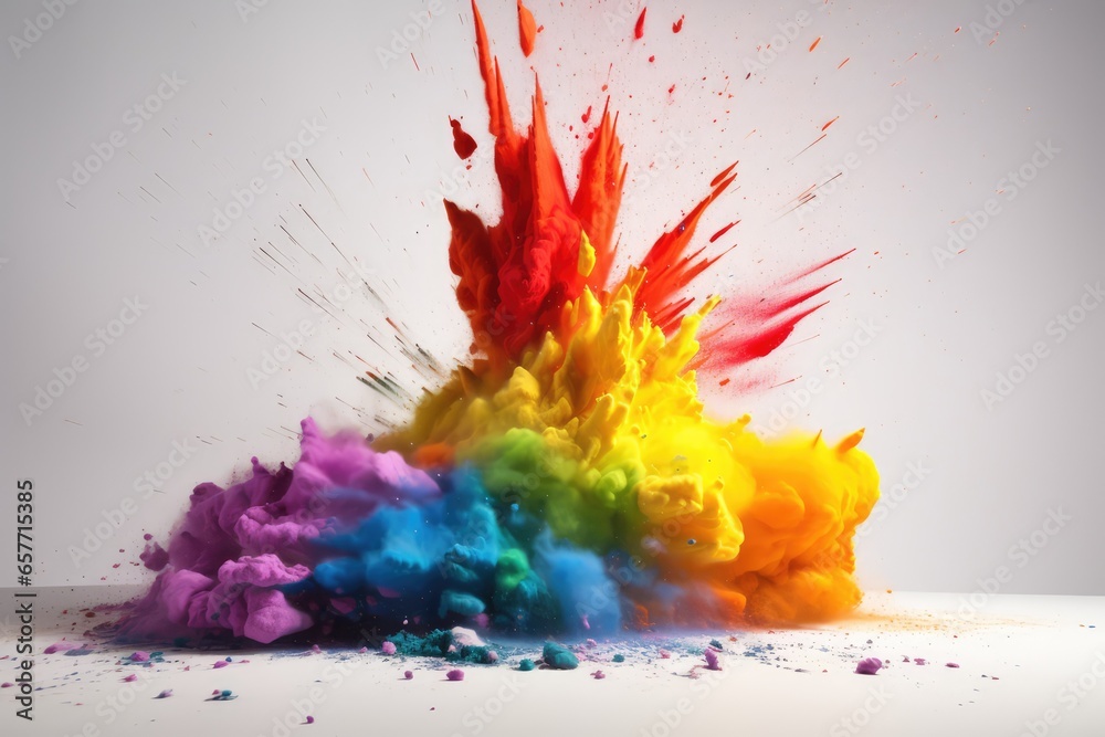 isolated multicolor powder explosion background with dust effect generative ai