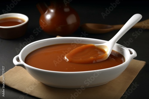 sauce with rich caramel flavor. Generative AI