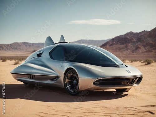 Futuristic car in desert © Meeza