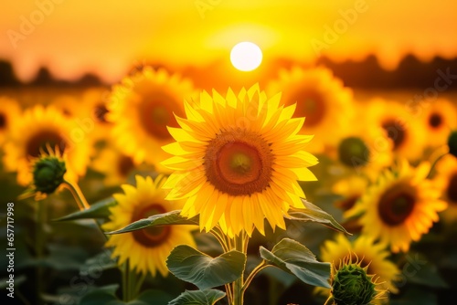 Sunflower field at sunset © jesica