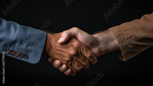 close up of two executives shaking hands