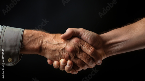 close up of two executives shaking hands