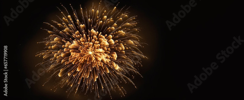 Explosion of fireworks   The fiery tails of comets  light up the dark sky for a New Year celebration and illumination festival .