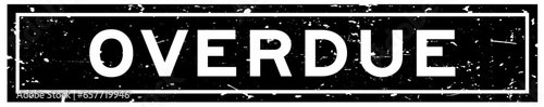 Grunge black overdue word square rubber seal stamp on white background