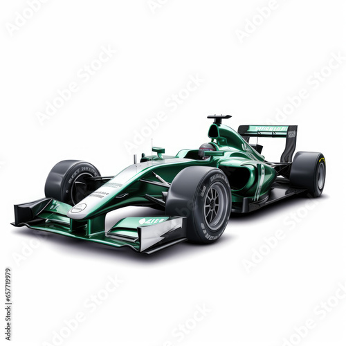 green racing car	