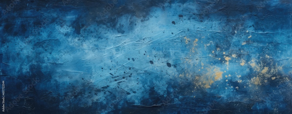 Obraz premium A vibrant painting featuring a dynamic blend of blue and yellow hues