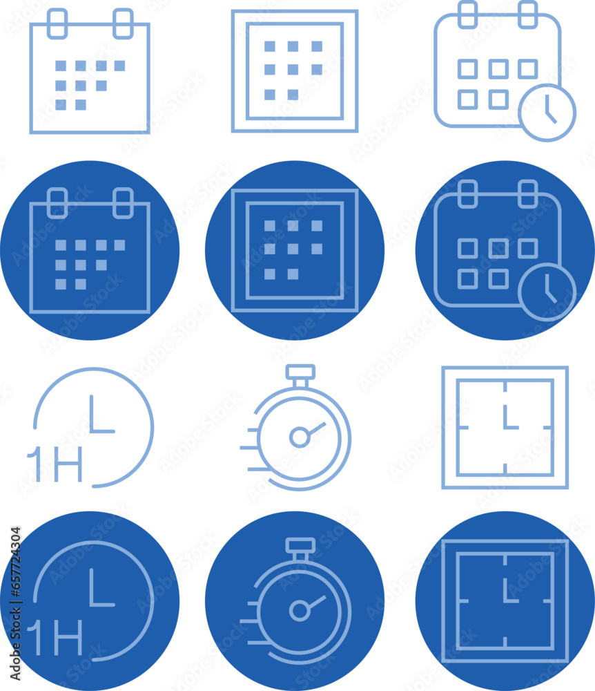 Time and date icons calendar icons set Time and date icons calendar icons set