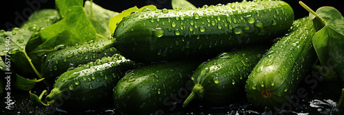 Cucumber fresh and ripe vegetable food banner for web or design. Generative AI