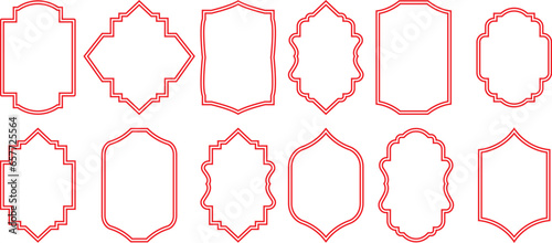 vintage line art frames and labels vector illustration isolated on white