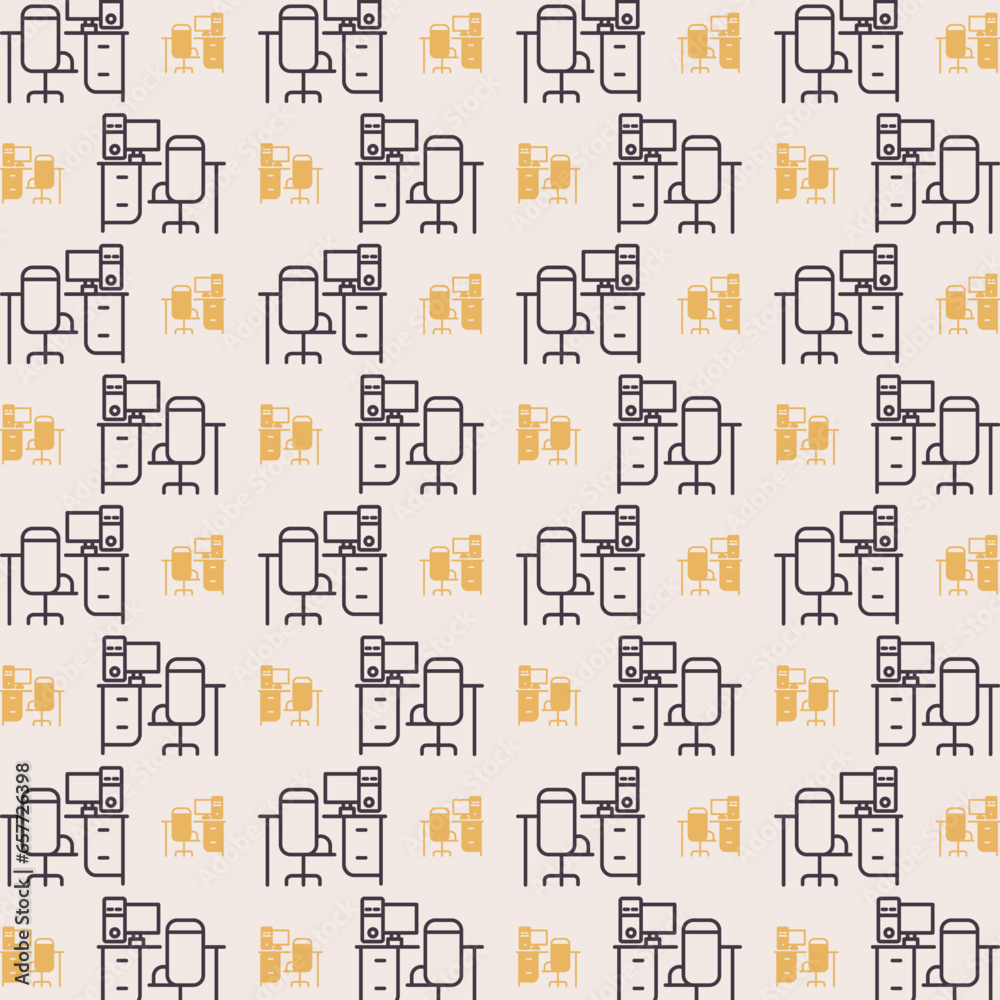 Home office seamless pattern in beautiful background vector illustration