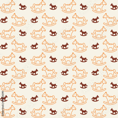 Horse toy seamless pattern in beautiful background vector illustration
