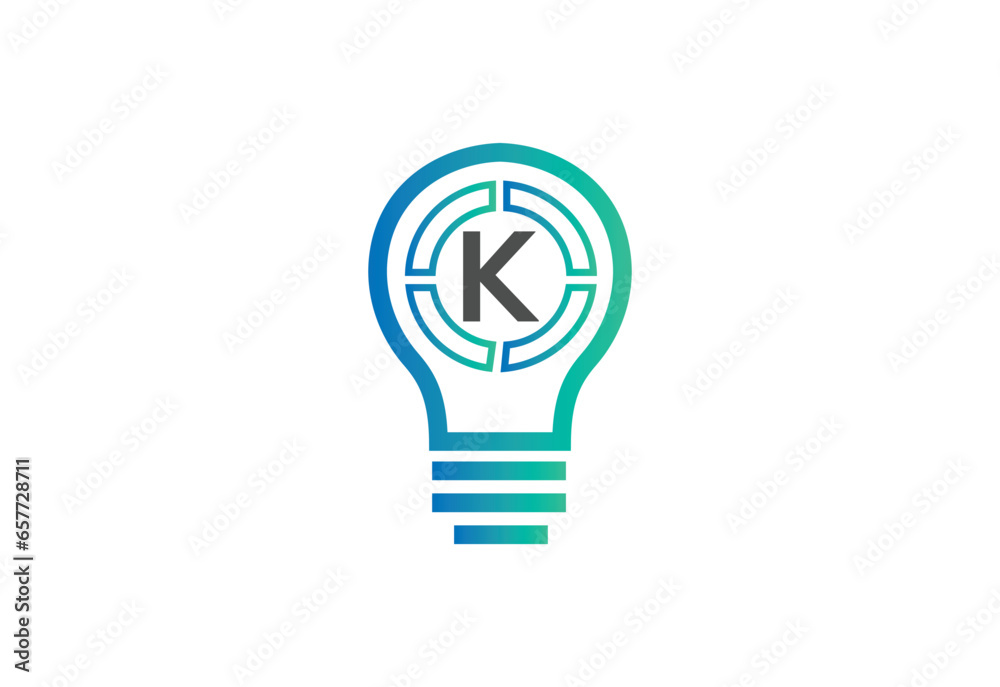 Initial letter K logo with bulb Initial letter K logo with bulb