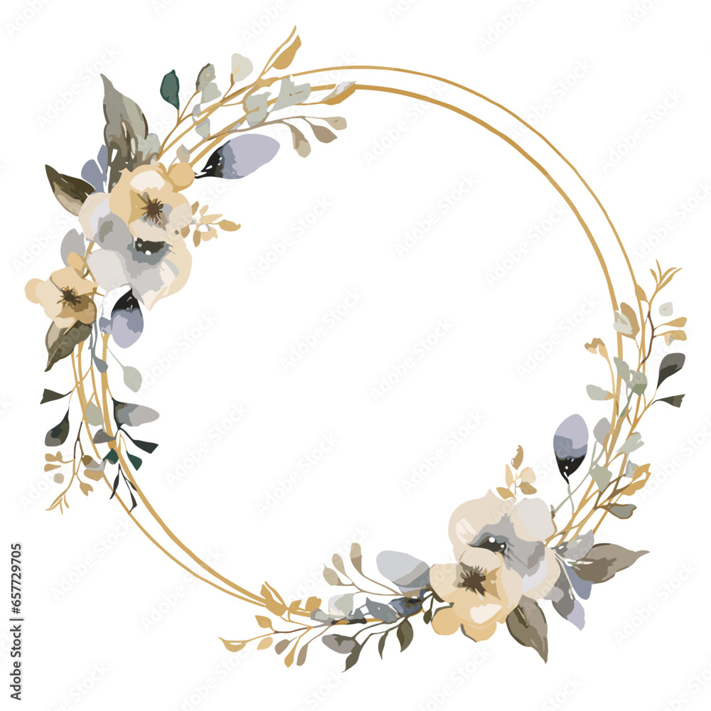 watercolor flowers and glod for wedding
