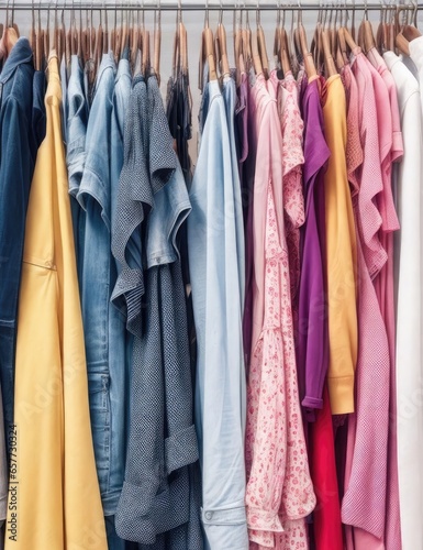 Clothes hanging in row