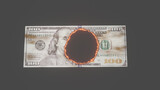 dollar bill burning in gray background, concept image