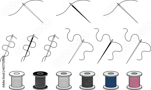 Sewing Needle and Thread Clipart - Outline, Silhouette & Color