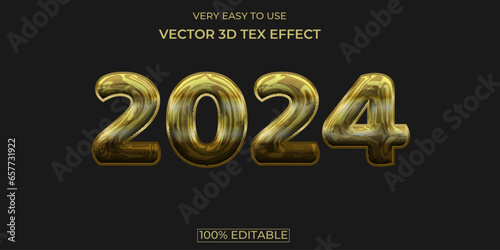 Happy New Year 3D Vector Text Effect Design. 2024 editable vector text effect.