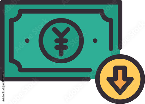 yen decrease icon