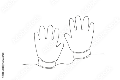 A glove for the winter. Winter one-line drawing