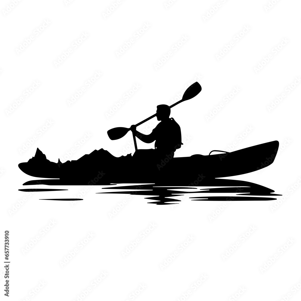 kayak on the lake silhouette