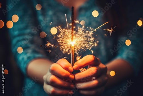 A person holding a sparkler and creating a beautiful light display