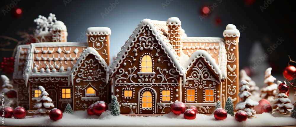 Naklejka premium Christmas house from ginger cookies