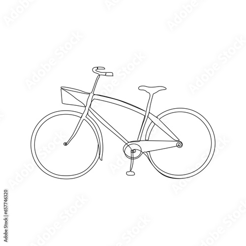 One line continuous bicycle outline vector art drawing