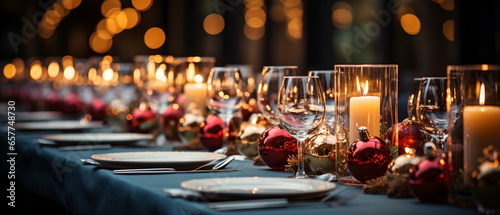 Wooden table setting and decoration for meal time