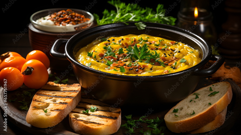 Corn soup with garlic, sweet corn, chili and coriander Corn soup with garlic, sweet corn, chili and coriander