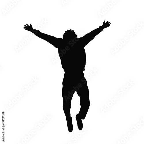 Casual man jumping of joy illustration, Freedom concept vector, silhouette of a person jumping with happiness. Happy Jump Silhouette. © Nature Clicks