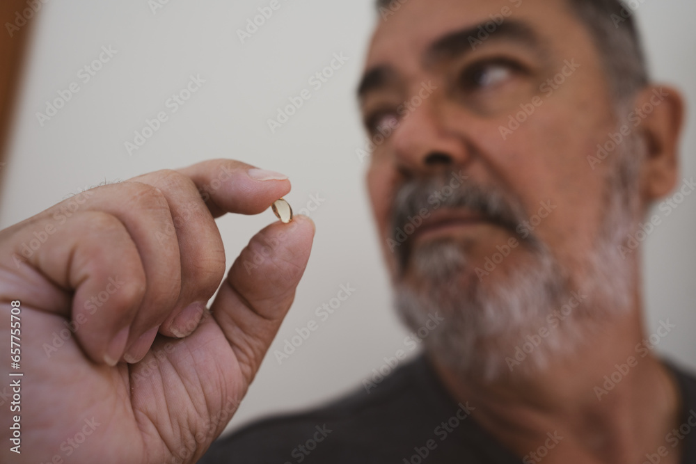 Φωτογραφία Mature Male Portrait: Close-up of a Bearded Man's Face and Nose