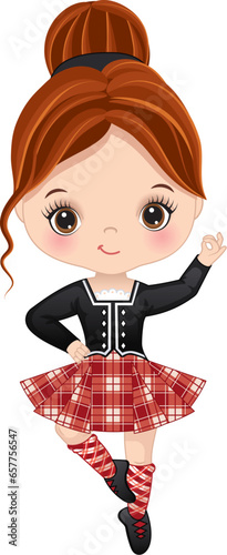 Vector Cute Girl Performing Highland Dance