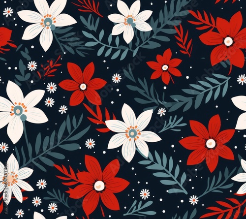 seamless pattern, cute floral christmas design