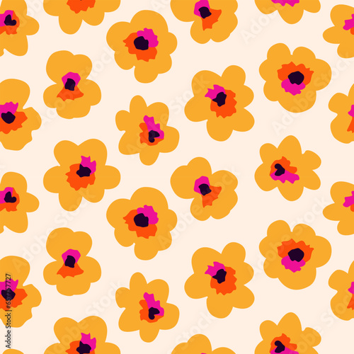 Hand drawn flowers, seamless patterns with floral for fabric, textiles, clothing, wrapping paper, cover, banner, interior decor, abstract backgrounds.