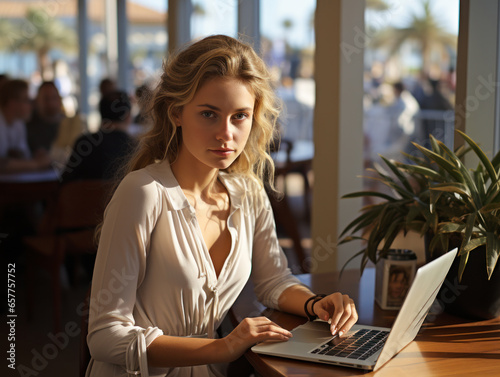 businesswomn working in a care photo