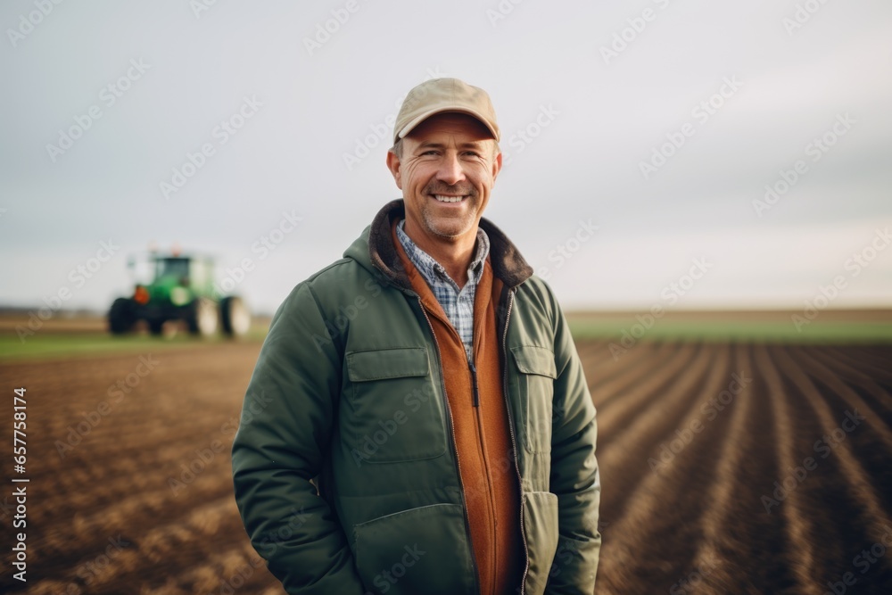 Portrait of a middle aged man posing on a farm