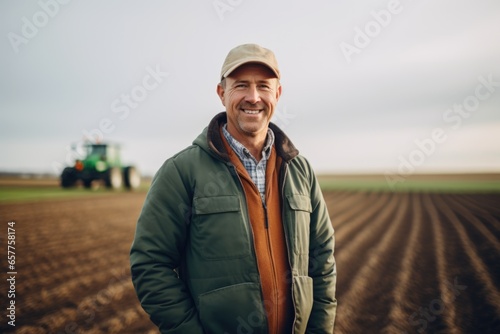Portrait of a middle aged man posing on a farm