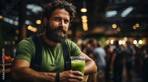 Fit Boy Athlete Enjoying a Green Smoothie, Post, Workout, Healthy Lifestyle and Recovery, AI-Generated