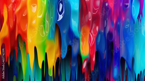 Dynamic Rainbow Painting: Abstract Expressionism with Three-Dimensional Effects, Foreboding Colors, and Realistic Color Schemes