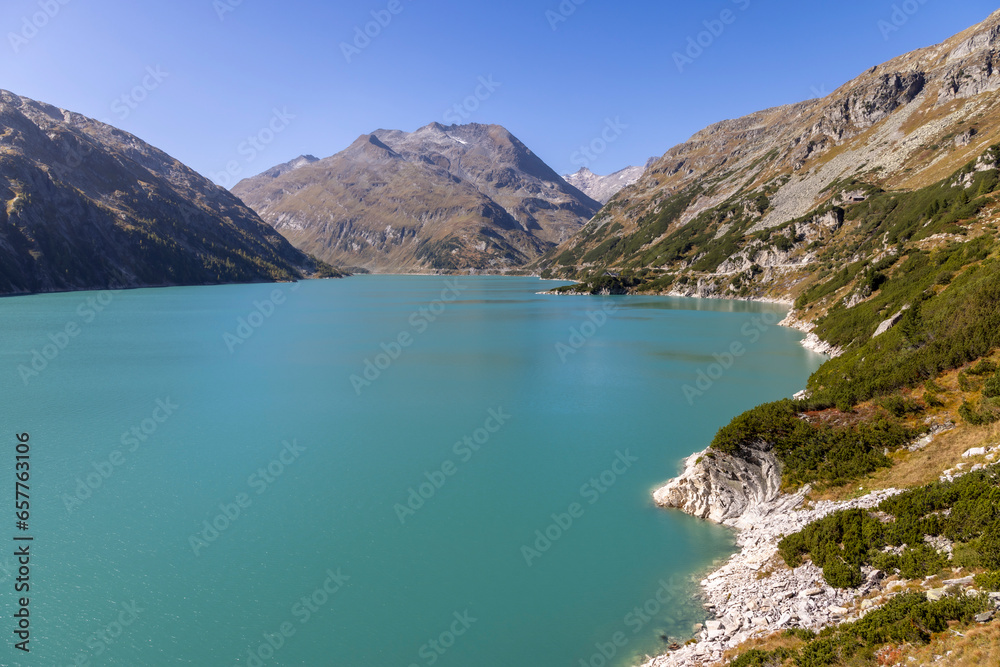 Koelnbrein Dam in the Hohe Tauern range in Austria